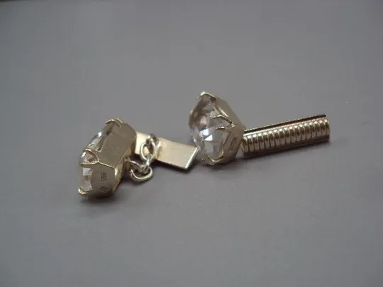 Запонки прямоугольные белые вставки серебро 875 проба ссср 2ЛЮ вес 6,93 г 2,1х1,3х0,9х0,7 см №м14164 Де купити