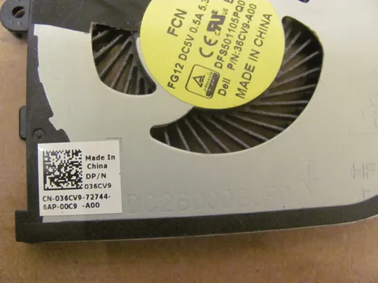 Купити номер0915-6 Вентилятор (кулер, FAN) 036CV9 DC28000GJR0 для  Dell Precision 5510, XPS 15 9550, 9560  оригінал