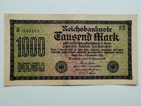 1000 марок 1922 року, Німеччина Ціна