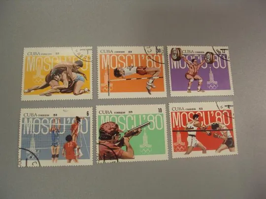 марка серия Куба 1979 спорт олимпиада москва 1980 лот 6 шт гаш №1461 Ціна