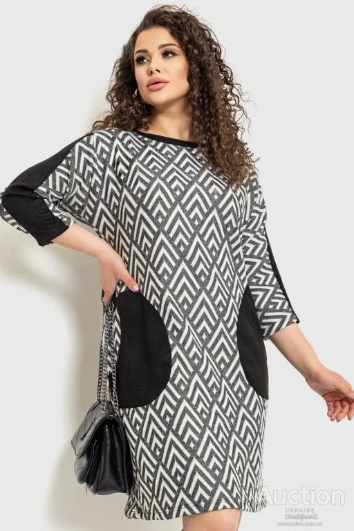 Купити Платье классическое, цвет черно-белый, 183R701