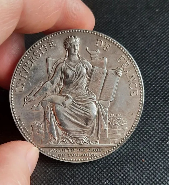 медаль 19 століття Університет Франції 1886 р. МЕДАЛЬ срібло рідкість Чудовий стан! Велика- Майже 50 грам! З аукціону