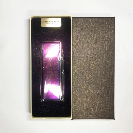 USB зажигалка в подарочной упаковке с двумя спиралями накаливания. Цвет: фиолетовый Продаж