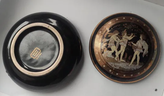 Керамический сосуд/баночка распись настоящим 24к золотом,ручная работа,Греция ft325 Продаж