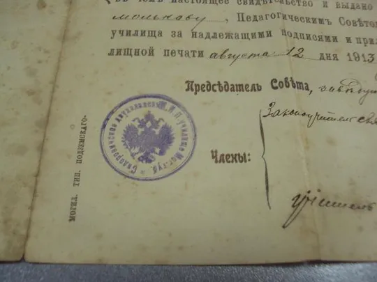 свидетельство сидоровичское 2-х классное училище быховский уезд могилевская губерния 1913 №6163 Недорого