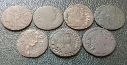 (492) Соліди, різні, герб Литви, голова оленя - 7 монет одним лотом (боратинка, солід, солид) З аукціону