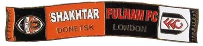 фото, Футбол серия значков шарфы Шахтер Донецк (значок № 12). Лига Европы 2009-10  Шахтер Донецк - Фулхэм Англия