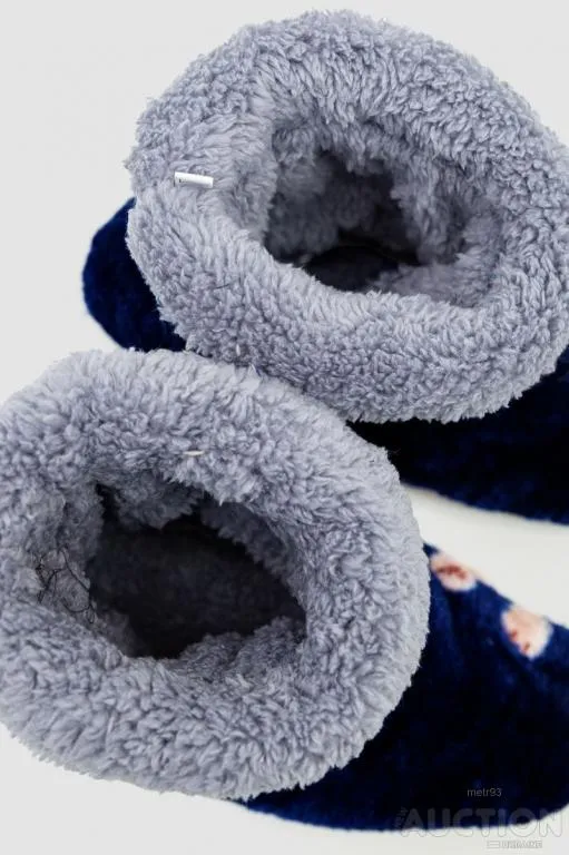 Тапочки-сапожки  домашние плюшевые, цвет сине-серый, 102R1004-1 Де купити