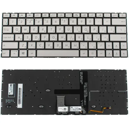 фото, Клавіатура для ноутбука ASUS (UX334 series) rus, silver, без кадру, підсвічування клавіш (оригінал)