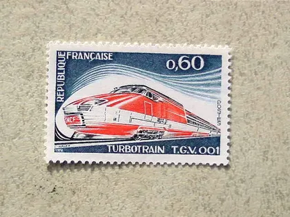 фото, Поштова марка Франція " ЖД Транспорт " 1974 рік **