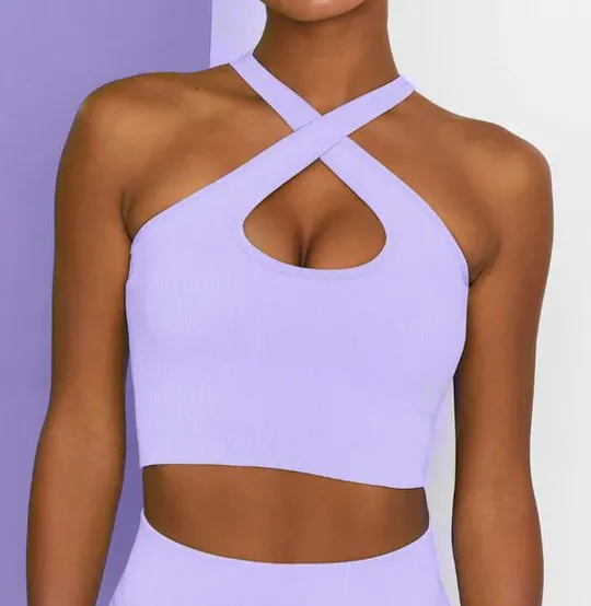 Комплект для фитнеса топ и велосипедки Рубчик 9629 S фиолетовый Продаж