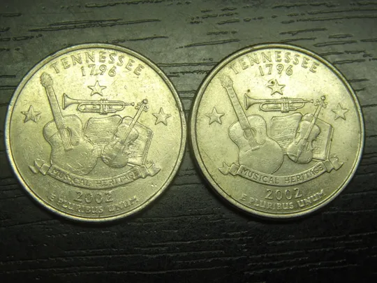 1/4 долара 2002 США Теннессі (два різновиди) Ціна