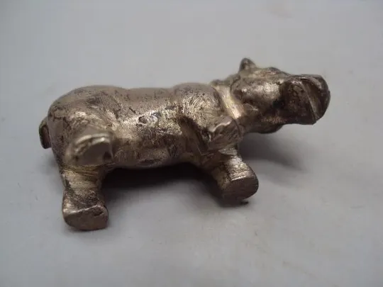 Фигура миниатюра статуэтка бегемот гиппопотам серебро 925 проба вес 50,18 г высота 2,1 см №14426 Де купити