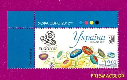 фото, ** УКРАИНА 2012 марка ЕВРО Футбольные арены УГЛОВАЯ С НАДПИСЬЮ ЛВ