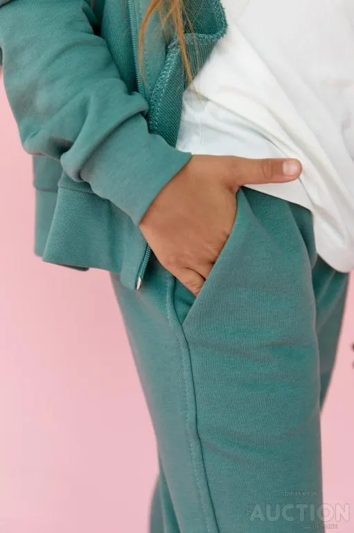 Дитячий костюм худі та джогери для дівчинки колір м'ята Де купити