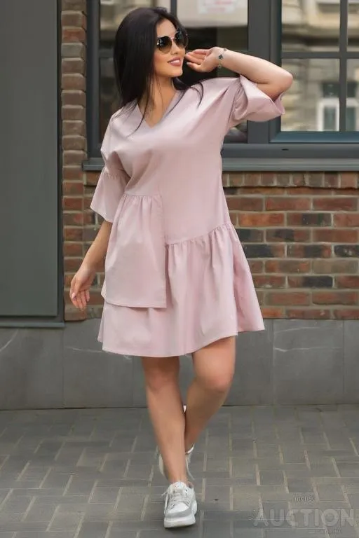 Купити Платье свободного кроя, пудрового цвета, 183R0050