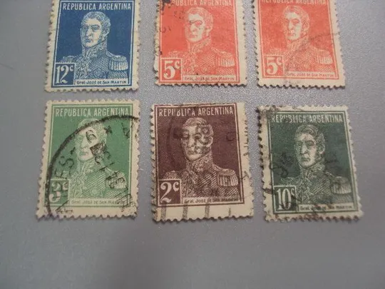 марки Аргентина стандарт личности генерал Сан Мартин лот 6 шт гаш №2178 З аукціону
