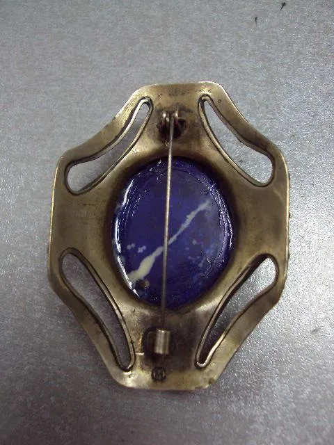 Бижутерия брошка брошь мельхиор камень лазурит портрет девушки размер 7,4 х 4,5 см №11831 Характеристики