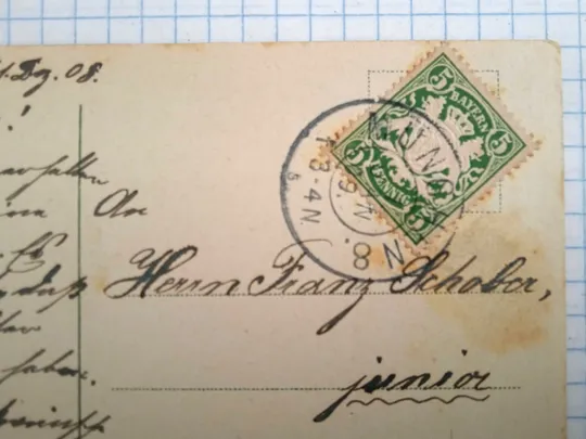 Поштова картка З Новим роком 1909 рік Баварія Ja08 З аукціону