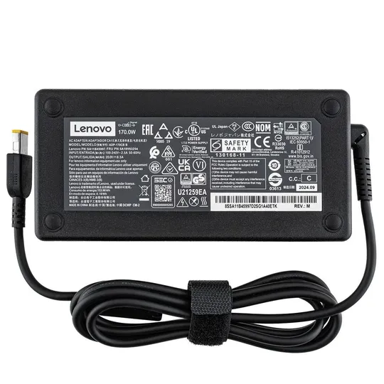 Оригінальний блок живлення для ноутбука LENOVO 20V, 8.5A, 170W, USB+pin (Square 5 Pin DC Plug), black, RECTANGULAR З аукціону