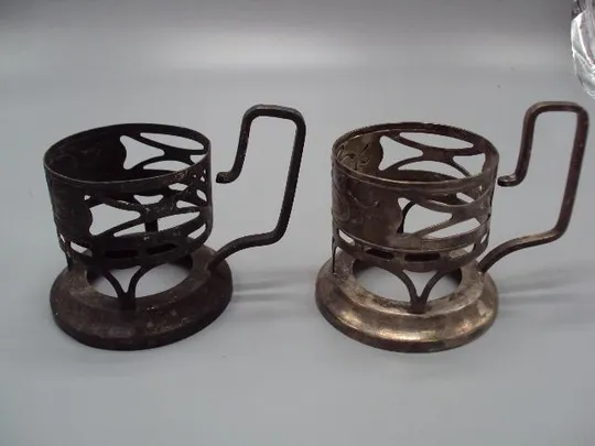 Подстаканники клеймо Киев мнц ссср подстаканник высота 7,6 см, диаметр 6,9 см лот 2 шт №10794 Інтернет-аукціон