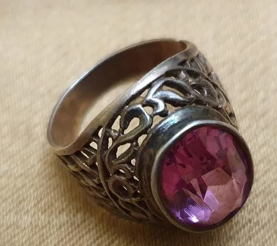 Oчень красивое серебряное кольцо СССР с розовым камнем ТОПАЗОМ разм 19-19,5  tn347 Ціна