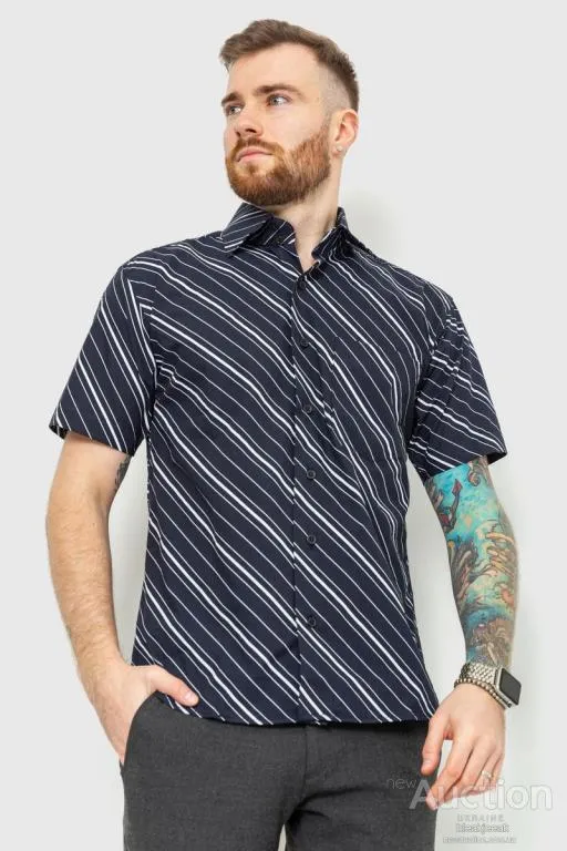Купити Рубашка мужская с принтом классическая, цвет черно-белый, 167R972