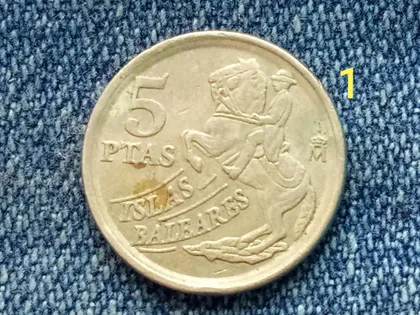 фото, Испания, 5 песет (1997 г.) Архитектура, География, Юбилейные, животные, лошадь. Балеарские острова.