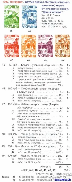 Купити ** УКРАИНА 1993 N45 марка 2-ой  Стандарт 050
