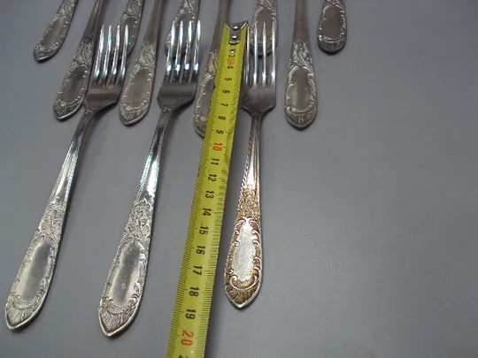 Столовые приборы вилки нерж узор нержавейка длина 21 см и десертная вилка 18,6 см лот 12 шт №18640в З аукціону
