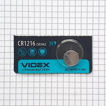 фото, Батарейка літієва Videx CR1216 Lithium / 5034LC 3V