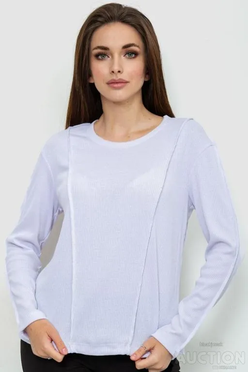 Лонгслив женский в рубчик, цвет белый, 102R325 Ціна