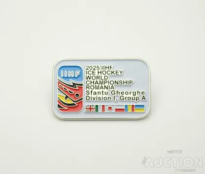 фото, ХОККЕЙ официальная значок Чемпионат Мира 2025 дивизион I-A /участник сборная Украины/