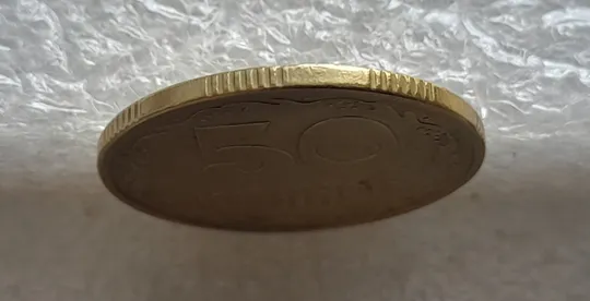 (2605) 50 копійок 1994 2АЕк поворот (порушення соосності) (50 копеек 1994 2АЕк брак сдвиг) Де купити