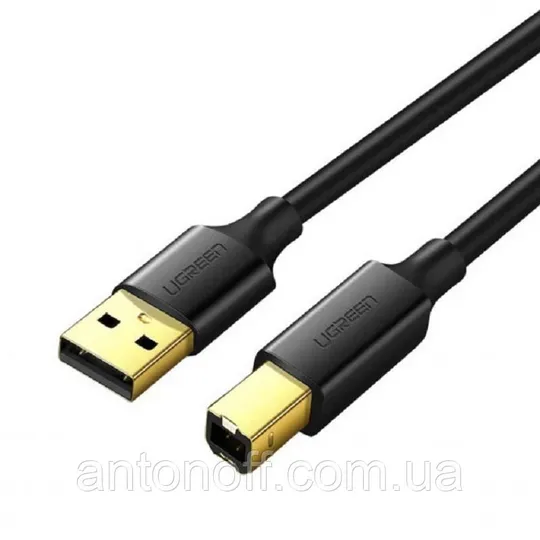 Кабель для принтера Ugreen US135 / 10350 AM to BM Print Cable (USB-A to USB-B) 1.5m Чорний З аукціону