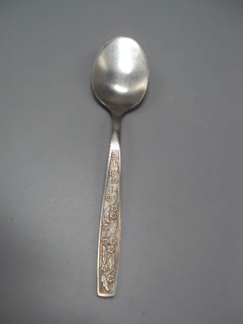 Столовые приборы чайная ложка нерж ЗиШ узор цветы листья листочки нержавейка длина 14,1 см №18631в З аукціону