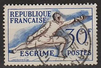 фото, 1953 - Франція - Спорт - Фехтування 30 Mi.980 _гаш