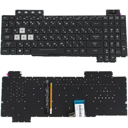 фото, Клавіатура для ноутбука ASUS (FX505 series) rus, black, без фрейма, підсвічування клавішRGB (оригінал)