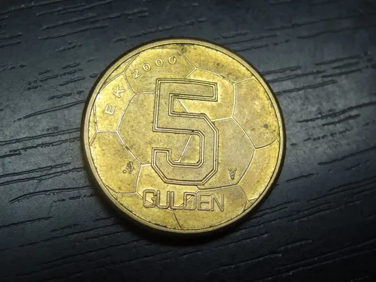Брак 5 гульденів 2000 Нідерланди, Євро-2000 (аверс/реверс 90 градусів) З аукціону