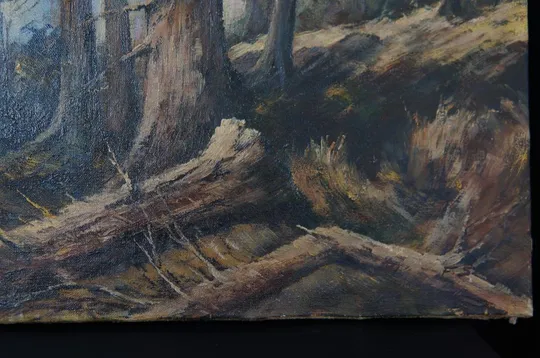 Картина Пейзаж лес, деревья, подписная F.S. Холст масло 65,5 х 50 см №220 З аукціону