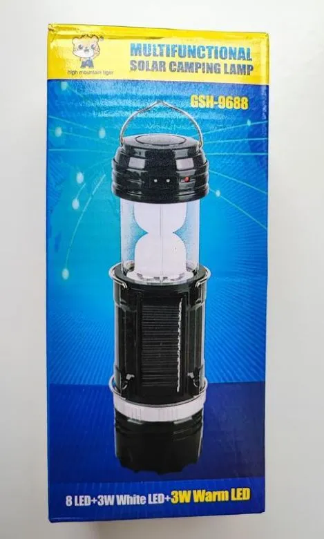 Кемпінговий ліхтар gsh-9688 black  (сонячна панель) Ціна