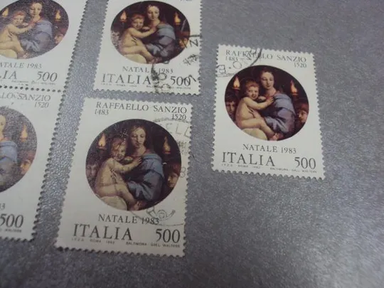 марки лот 7 шт Италия сцепки 1983 искусство живопись рафаэль 500 лет со дня рождения гаш №194 Інтернет-аукціон
