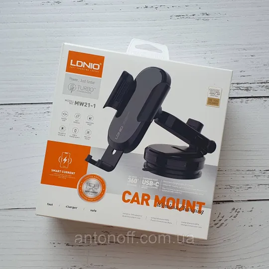 Автотримач LDNIO MW21-1 на торпедо з бездротовою зарядкою Wireless 15W Чорний Ціна