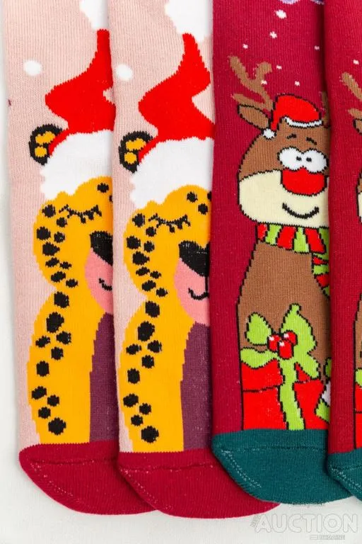 Комплект носков женских новогодних 3 пары, цвет светло-серый, светло-розовый,бордовый, 151R269 Де купити