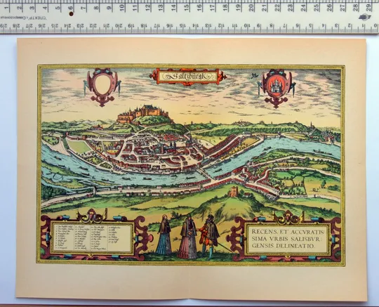 Купити План карта Зальцбурга 1570 р. копія 1938 р. Лейпциг Fv8.9