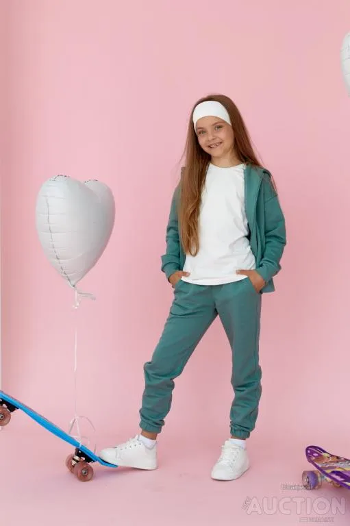 Купити Дитячий костюм худі та джогери для дівчинки колір м'ята