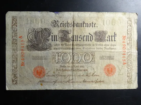 Купити 1000 марок Німеччина 1910 (червона печатка), літера Y