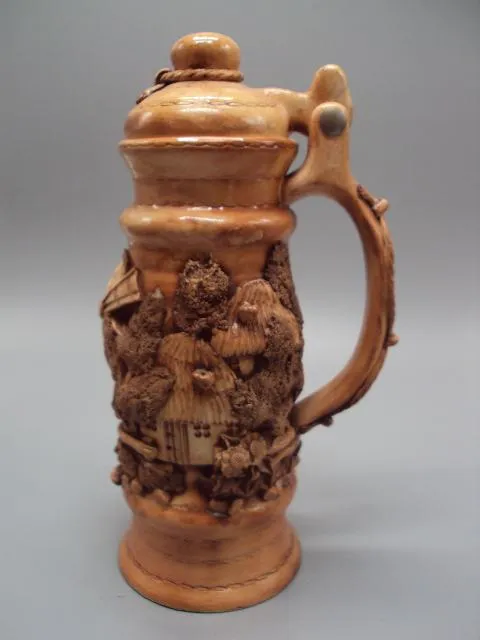 Пивная кружка керамика бокал для пива авторский Щ.Ю. хатка и мельница домик высота 23,5 см №13370 Продаж