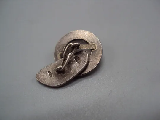 Запонка круглая серебро 875 проба ссср клеймо с звездочка 875 СЮЗ вес 5,83 г диаметр 1,9 см №15795 Інтернет-аукціон