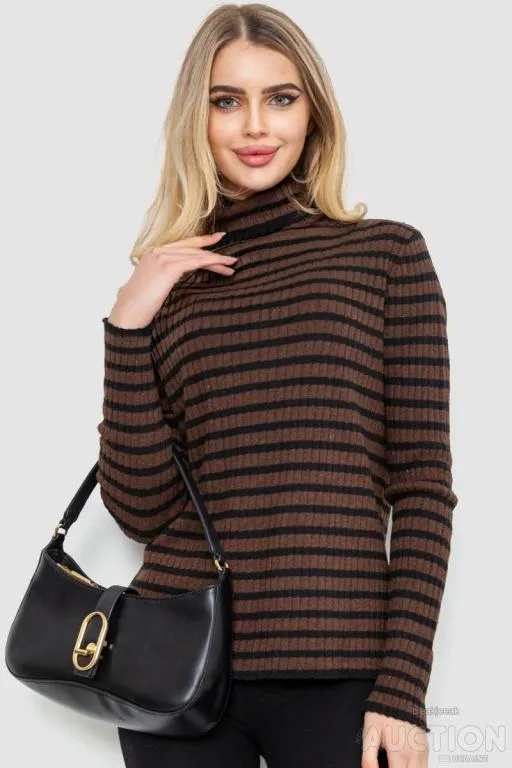 Гольф женский в полоску, цвет коричнево-черный, 244R2305 Ціна